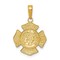 14K Gold St Florian Badge Charm FD Firefighter Pendant Jewerly 23mm x 17mm